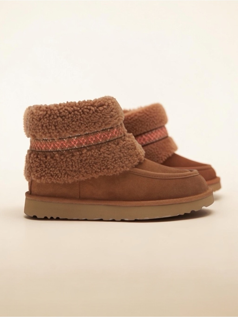 NEW UGG Sheepskin Mini Heritage Braid Boots Hardwood Suede Color Women’s Size 5